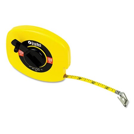 GREAT NECK Great Neck Saw Mfg. 100E English Rule Measuring Tape; 3/8" x 100ft; Steel; Yellow 100E